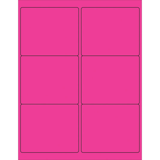 4 x 3 1/3" Fluorescent Pink Rectangle Laser Labels - LL180PK