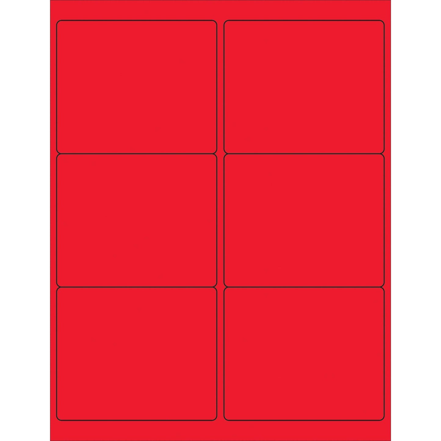 4 x 3 1/3" Fluorescent Red Rectangle Laser Labels - LL180RD