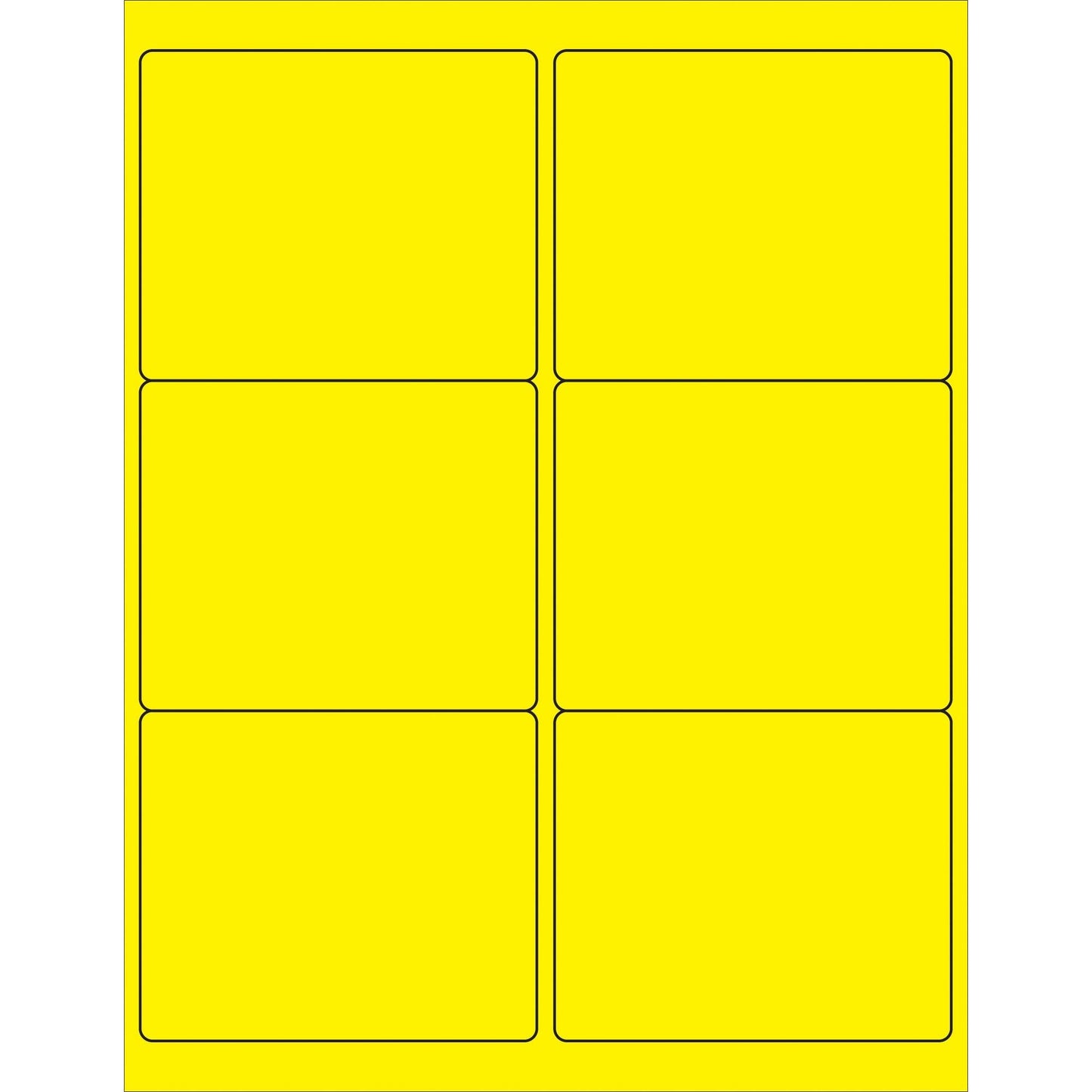 4 x 3 1/3" Fluorescent Yellow Rectangle Laser Labels - LL180YE