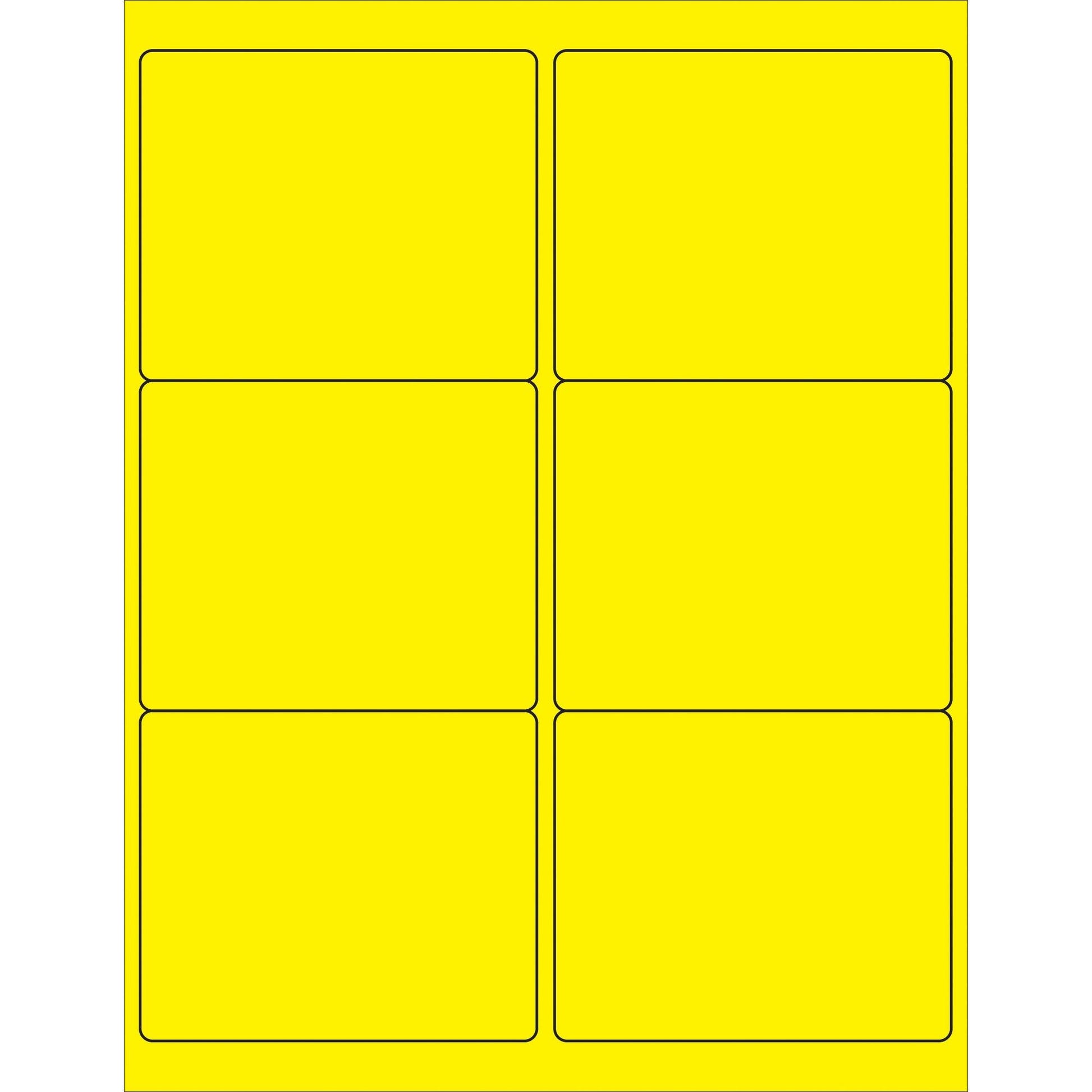 4 x 3 1/3" Fluorescent Yellow Rectangle Laser Labels - LL180YE