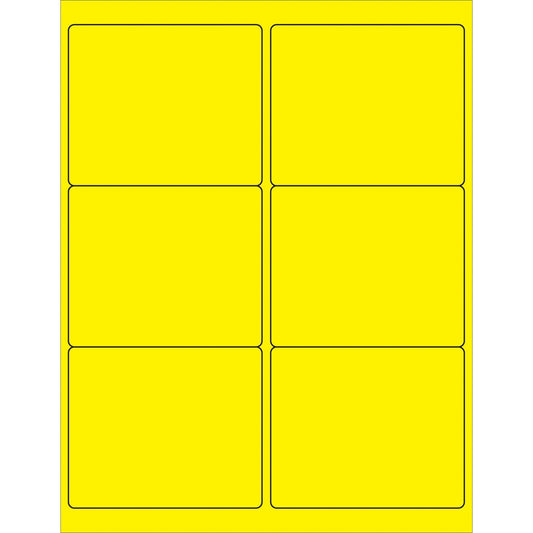 4 x 3 1/3" Fluorescent Yellow Rectangle Laser Labels - LL180YE