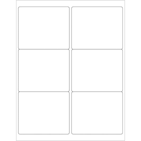 4 x 3 1/3" Glossy White Rectangle Laser Labels - LL203