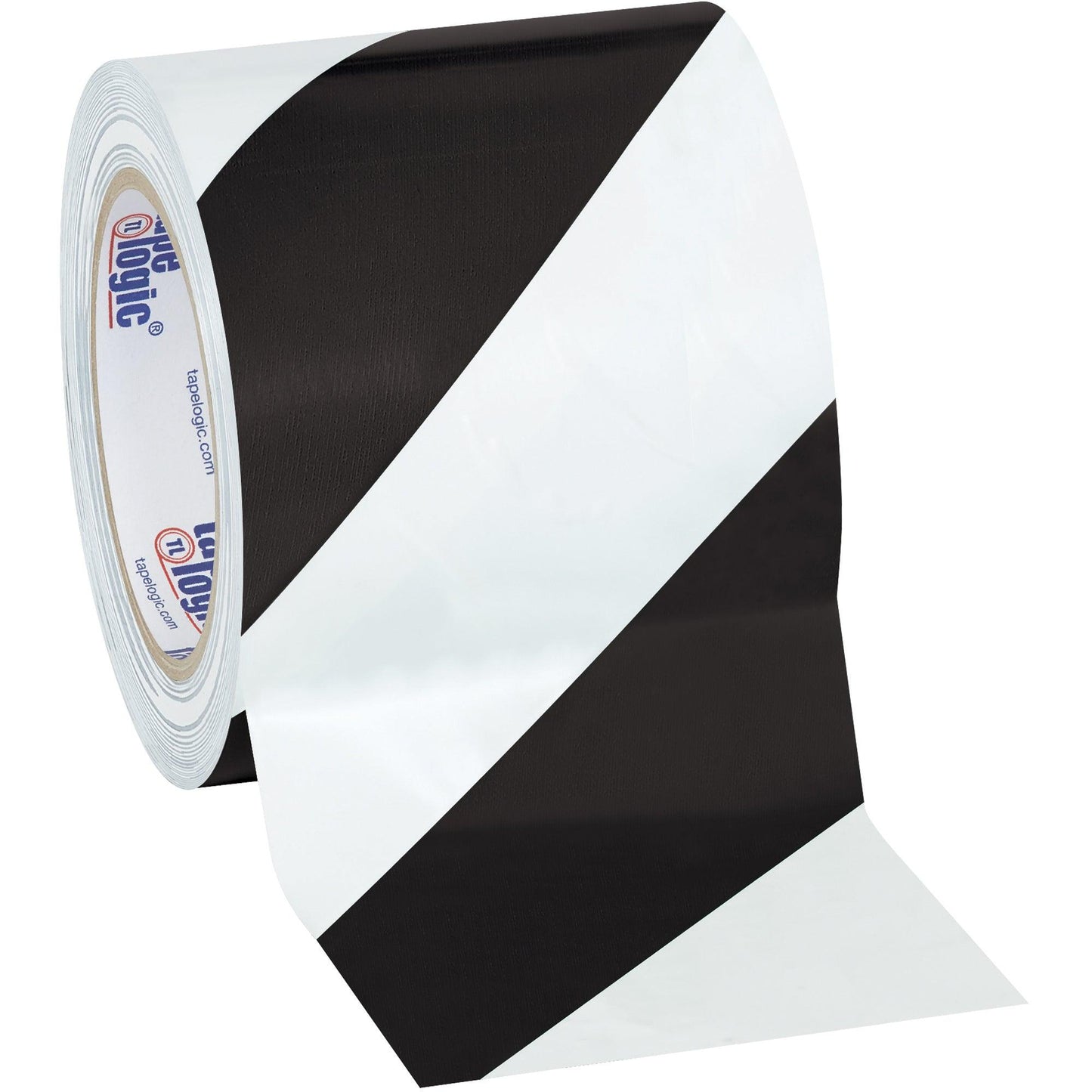 4" x 36 yds. Black/White Tape Logic® Striped Vinyl Safety Tape - T9436BW