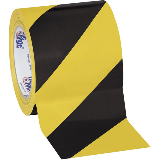 4" x 36 yds. Black/Yellow Tape Logic® Striped Vinyl Safety Tape - T9436BY Box Packaging Partner