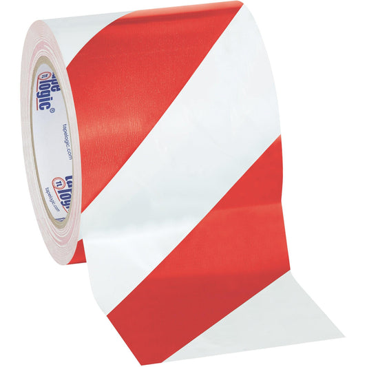 4" x 36 yds. Red/White Tape Logic® Striped Vinyl Safety Tape - T9436RW