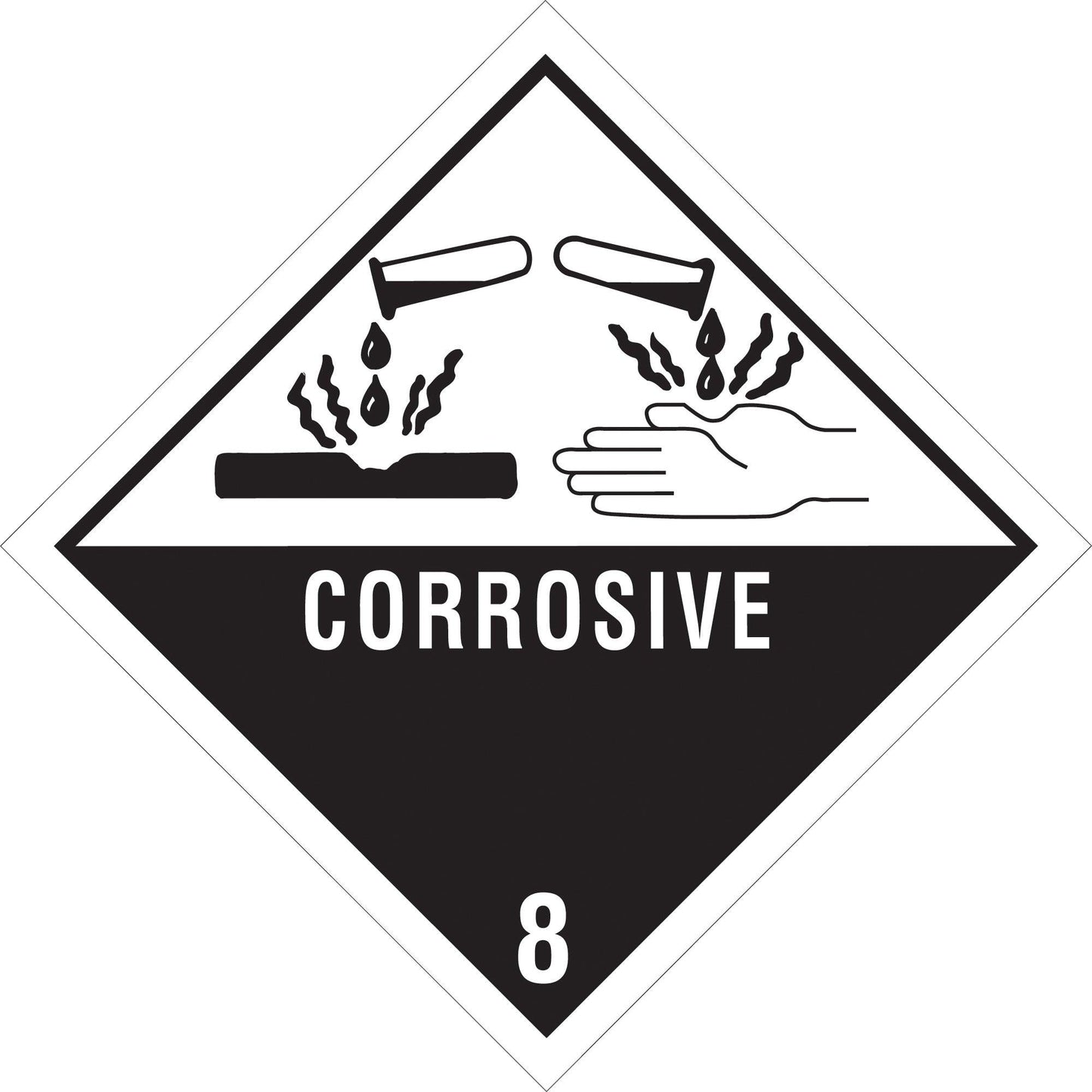 4 x 4" - "Corrosive - 8" Labels - DL5240