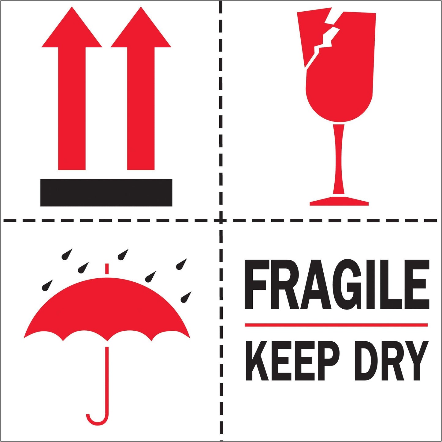 4 x 4" - "Fragile - Keep Dry" Labels - DL4420