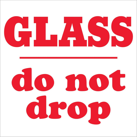 4 x 4" - "Glass - Do Not Drop" Labels - SCL595R Box Packaging Partner