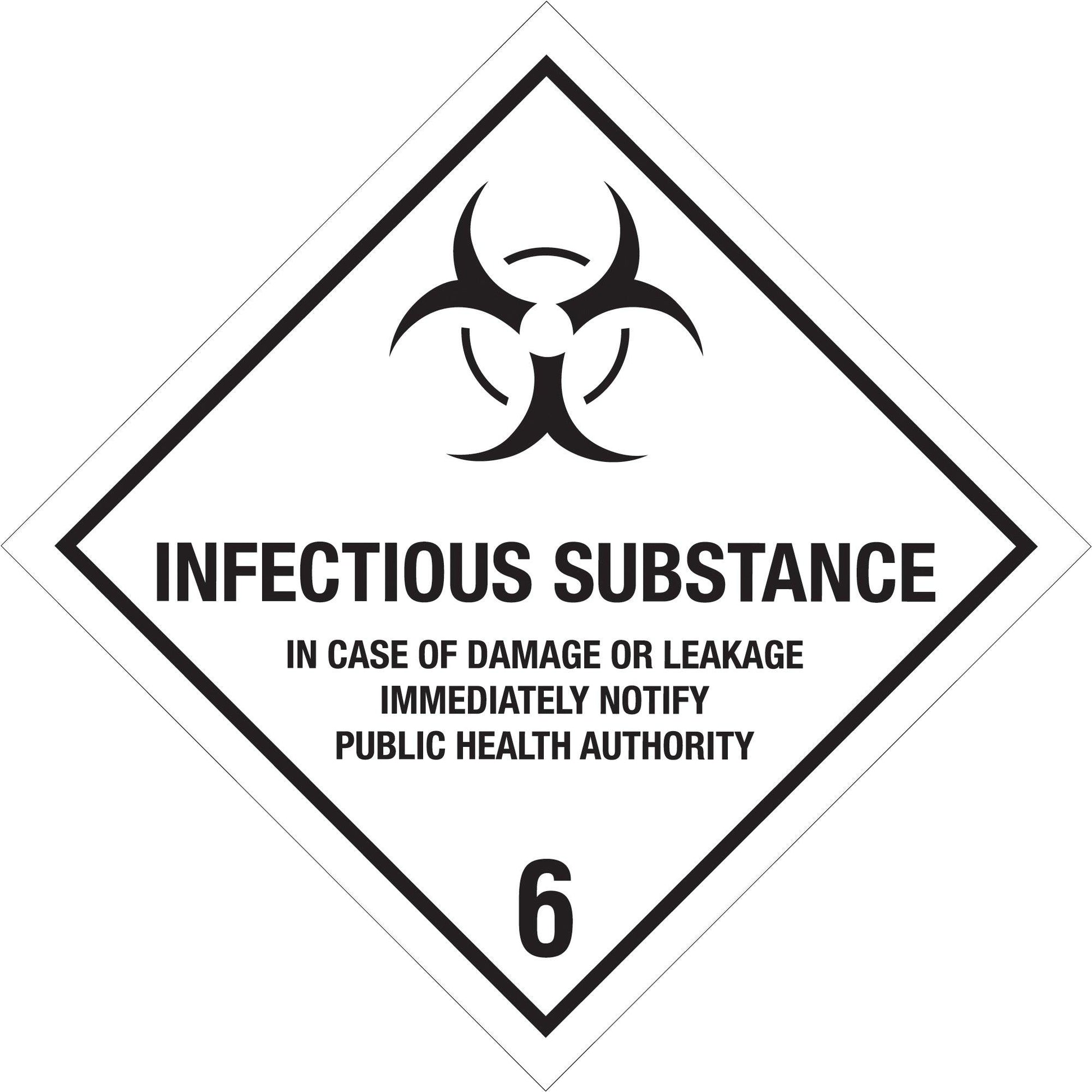 4 x 4" - "Infectious Substance - 6" Labels - DL5190