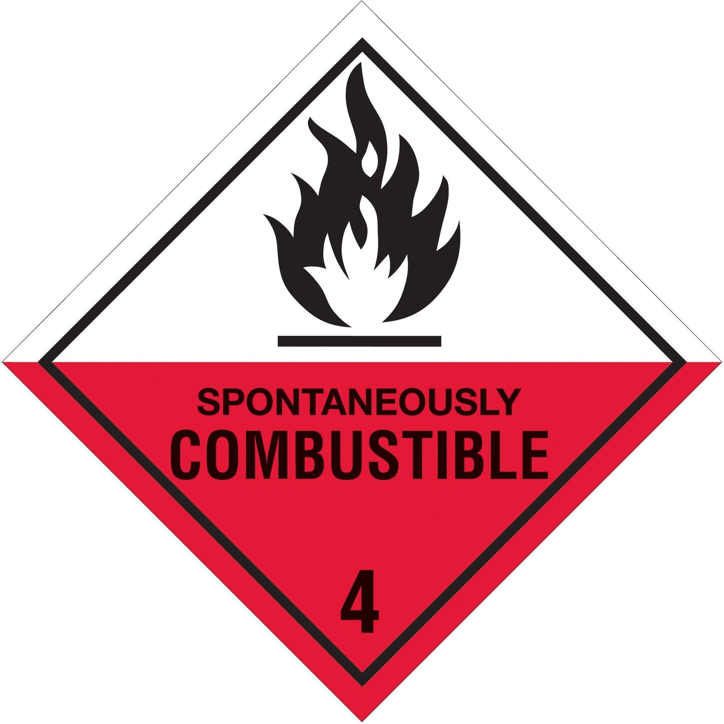 4 x 4" - "Spontaneously Combustible - 4" Labels - DL5140