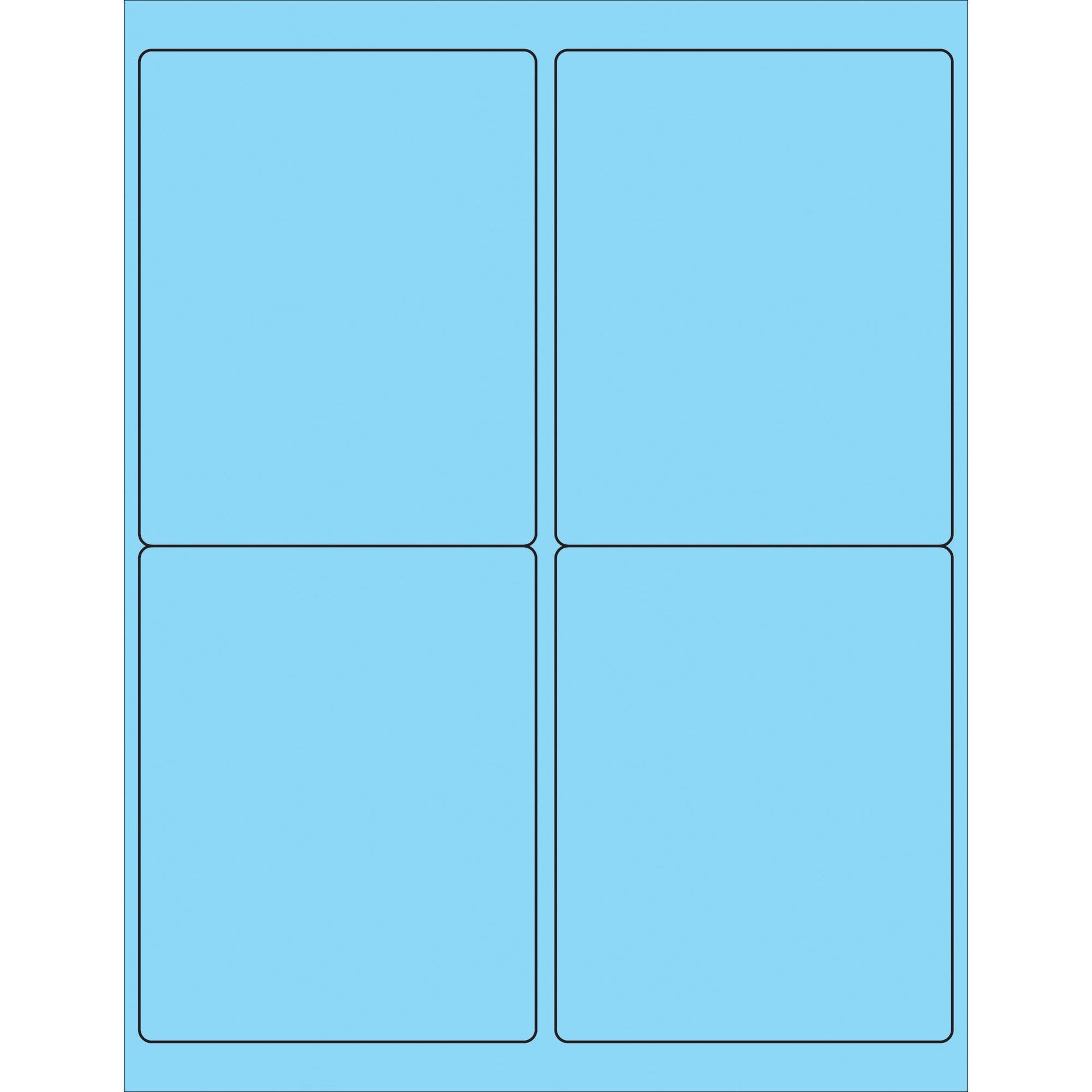 4 x 5" Fluorescent Pastel Blue Rectangle Laser Labels - LL181BE