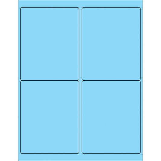 4 x 5" Fluorescent Pastel Blue Rectangle Laser Labels - LL181BE