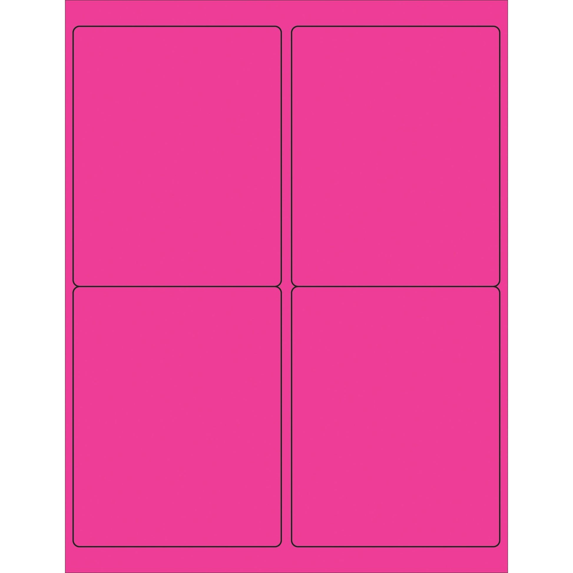 4 x 5" Fluorescent Pink Rectangle Laser Labels - LL181PK