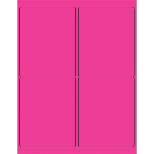 4 x 5" Fluorescent Pink Rectangle Laser Labels - LL181PK