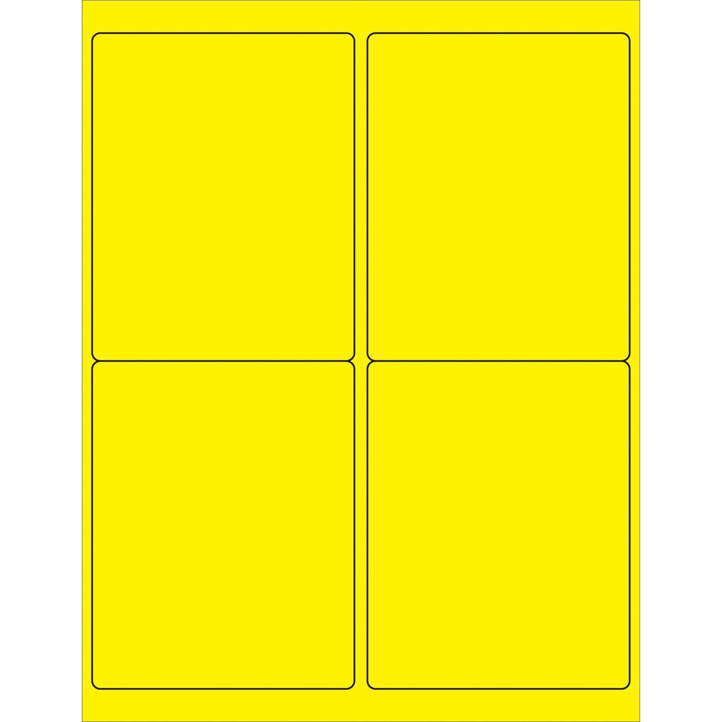 4 x 5" Fluorescent Yellow Rectangle Laser Labels - LL181YE