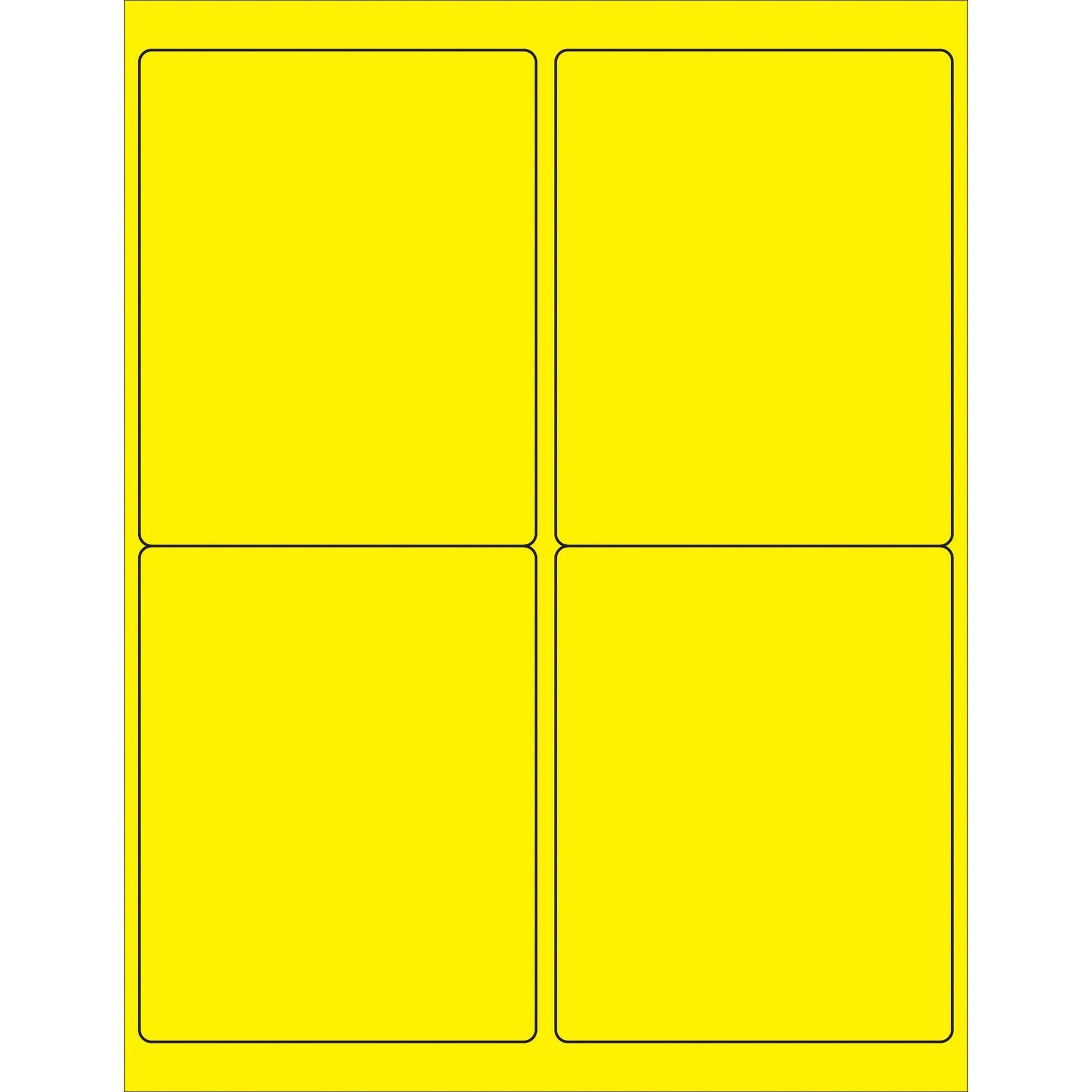 4 x 5" Fluorescent Yellow Rectangle Laser Labels - LL181YE