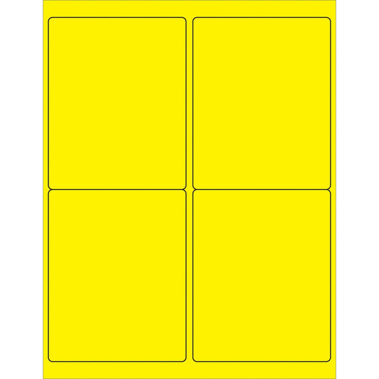 4 x 5" Fluorescent Yellow Rectangle Laser Labels - LL181YE