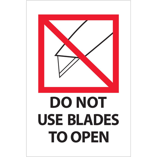 4 x 6" - "Do Not Use Blades to Open" Labels - IPM504