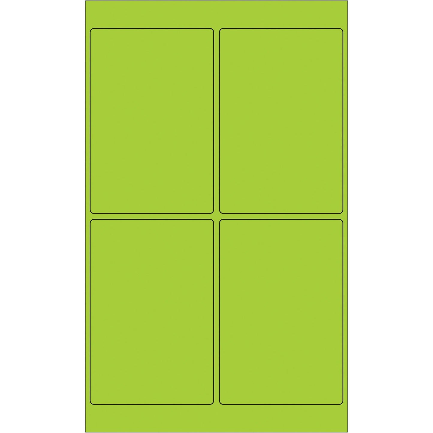 4 x 6" Fluorescent Green Rectangle Laser Labels - LL186GN