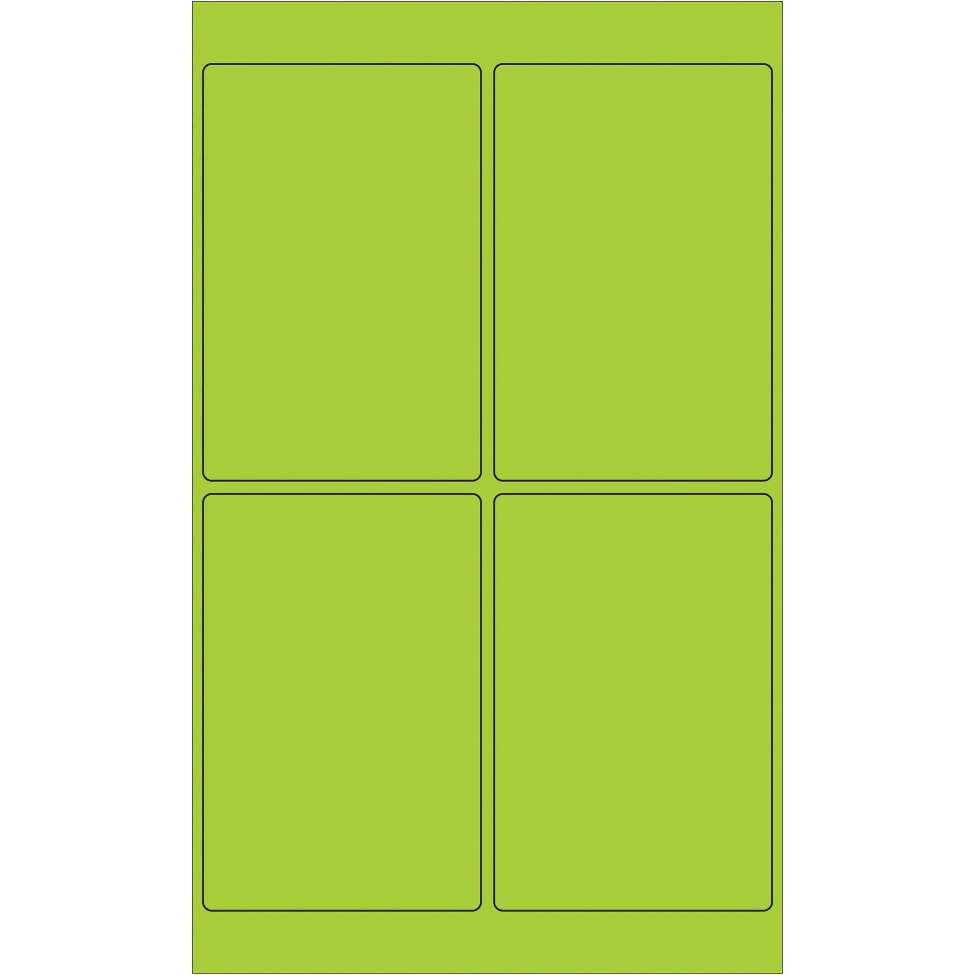 4 x 6" Fluorescent Green Rectangle Laser Labels - LL186GN