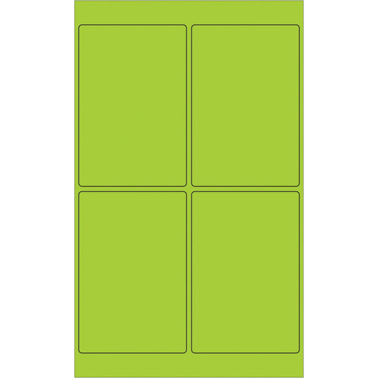 4 x 6" Fluorescent Green Rectangle Laser Labels - LL186GN