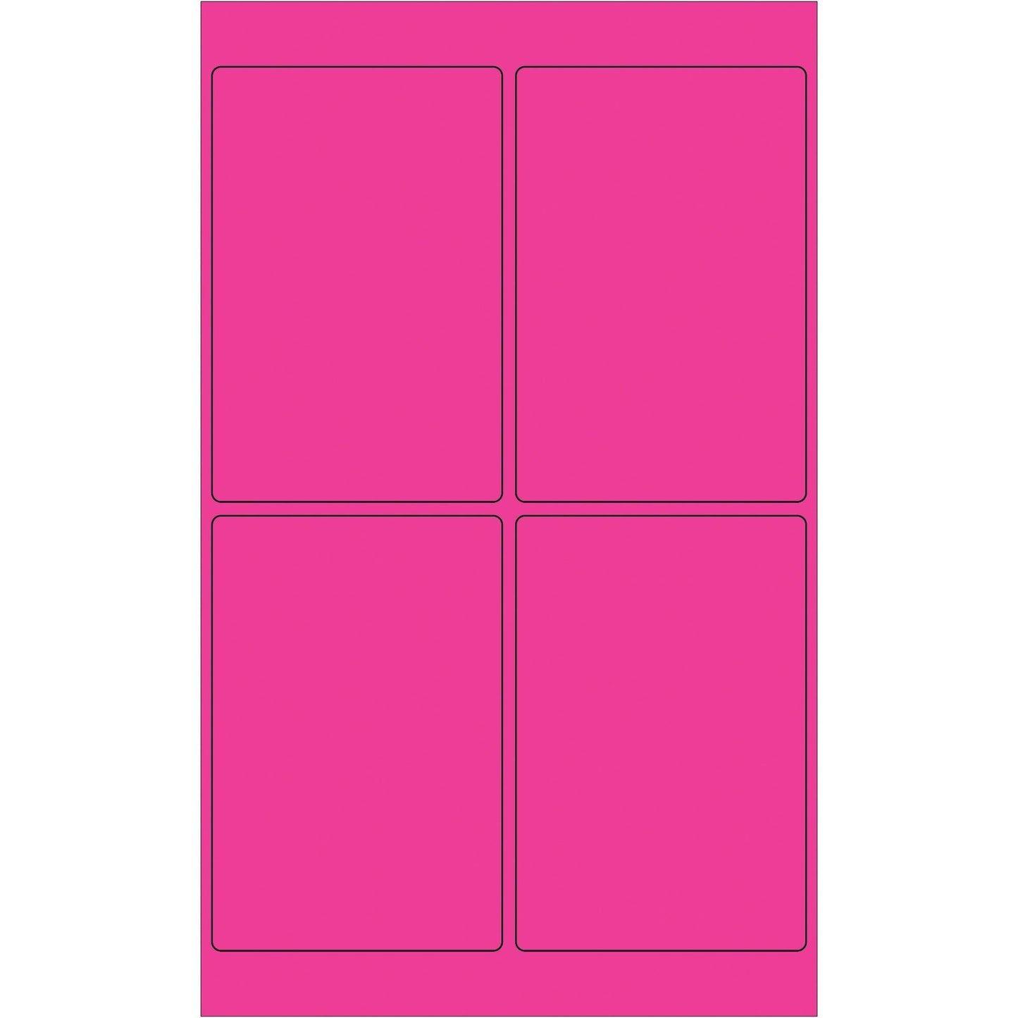 4 x 6" Fluorescent Pink Rectangle Laser Labels - LL186PK