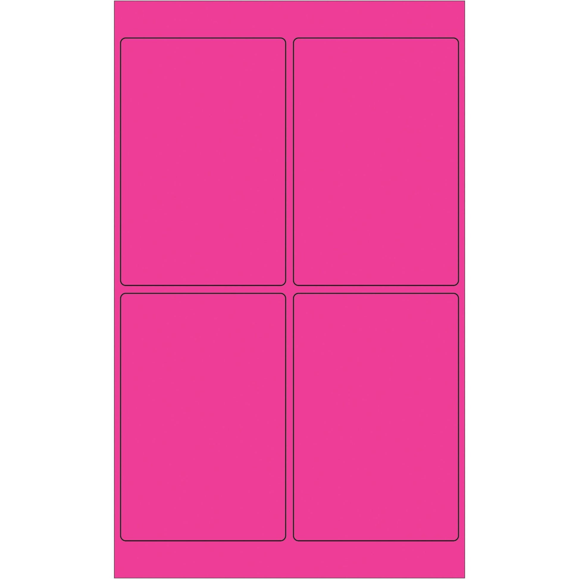 4 x 6" Fluorescent Pink Rectangle Laser Labels - LL186PK