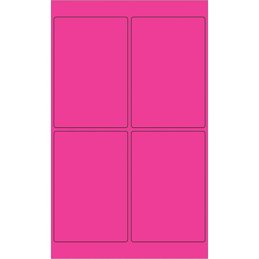 4 x 6" Fluorescent Pink Rectangle Laser Labels - LL186PK