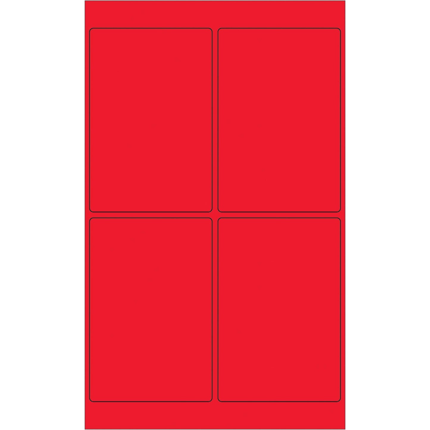 4 x 6" Fluorescent Red Rectangle Laser Labels - LL186RD