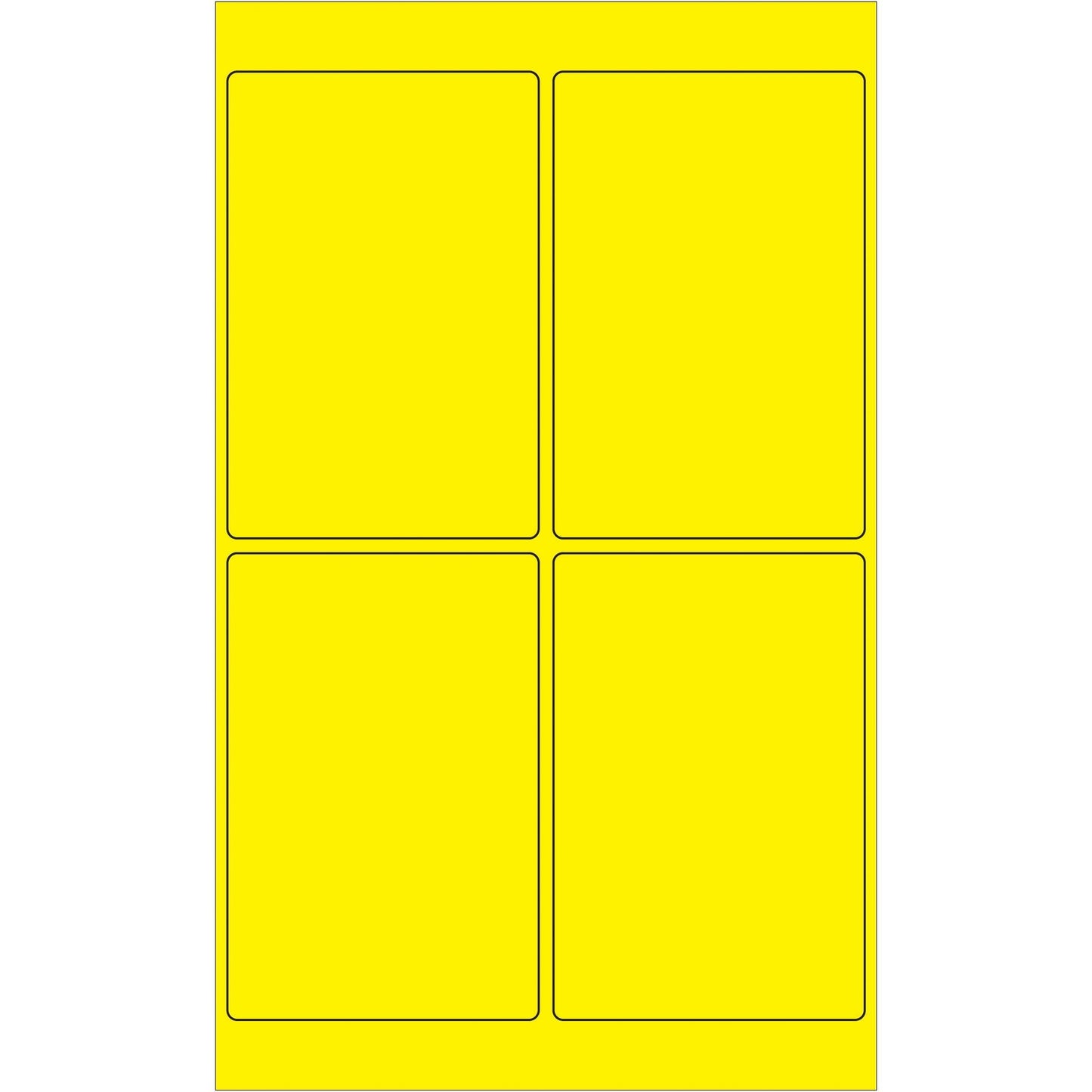 4 x 6" Fluorescent Yellow Rectangle Laser Labels - LL186YE