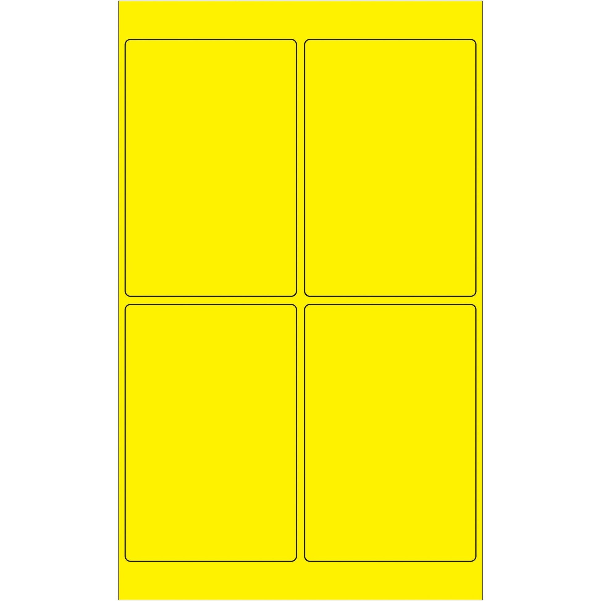 4 x 6" Fluorescent Yellow Rectangle Laser Labels - LL186YE