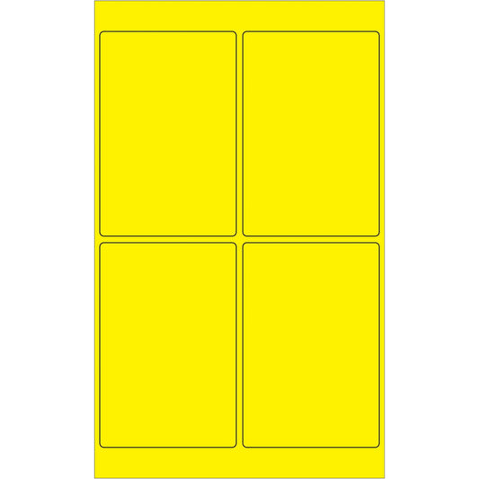 4 x 6" Fluorescent Yellow Rectangle Laser Labels - LL186YE