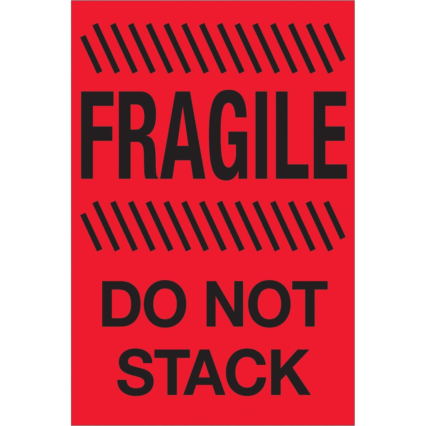 4 x 6" - "Fragile - Do Not Stack" (Fluorescent Red) Labels - DL1192