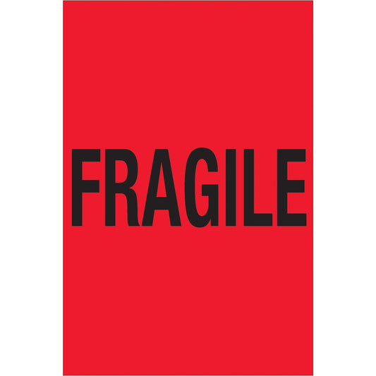 4 x 6" - "Fragile" (Fluorescent Red) Labels - DL1190