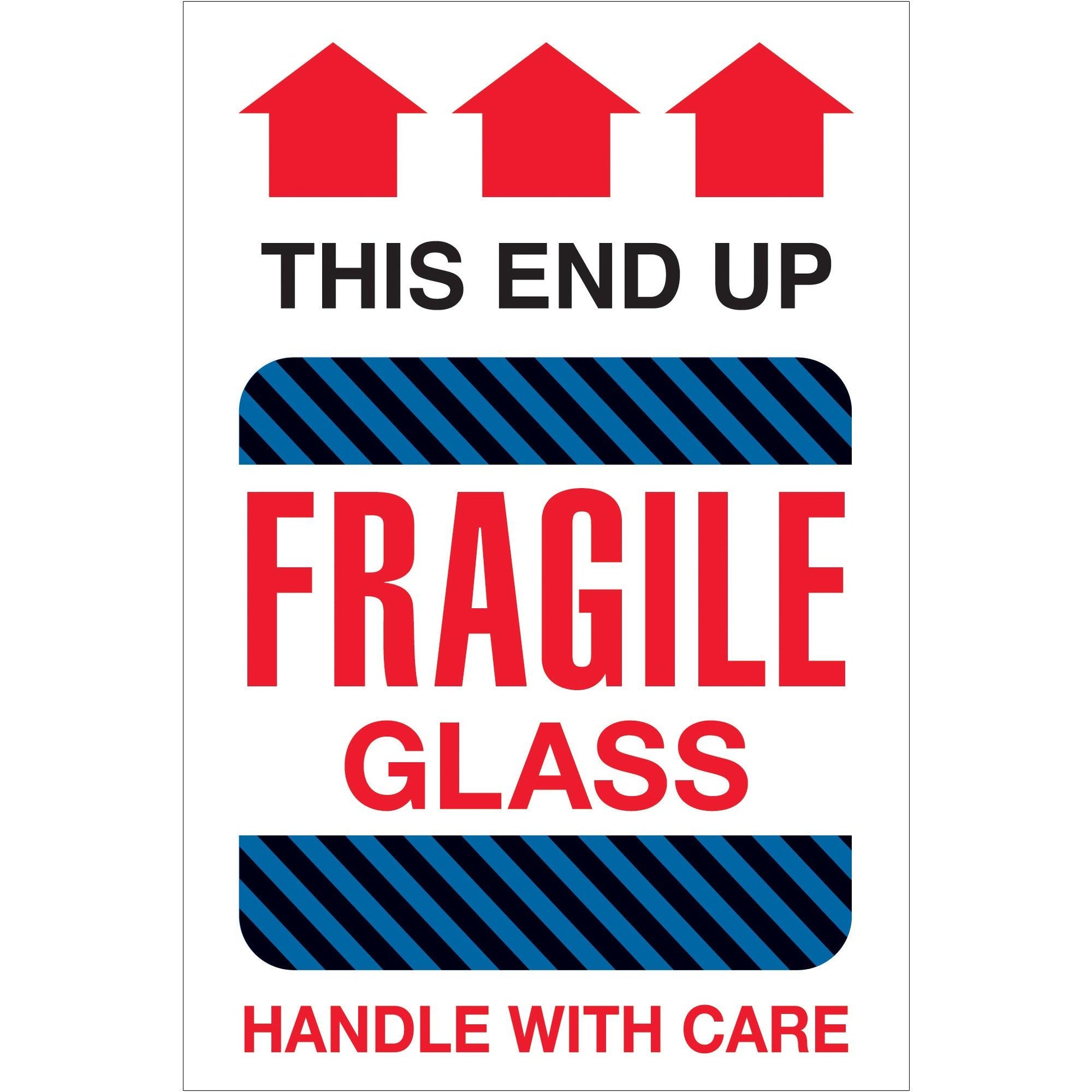 4 x 6" - "Fragile Glass - This End Up" Labels - DL1980