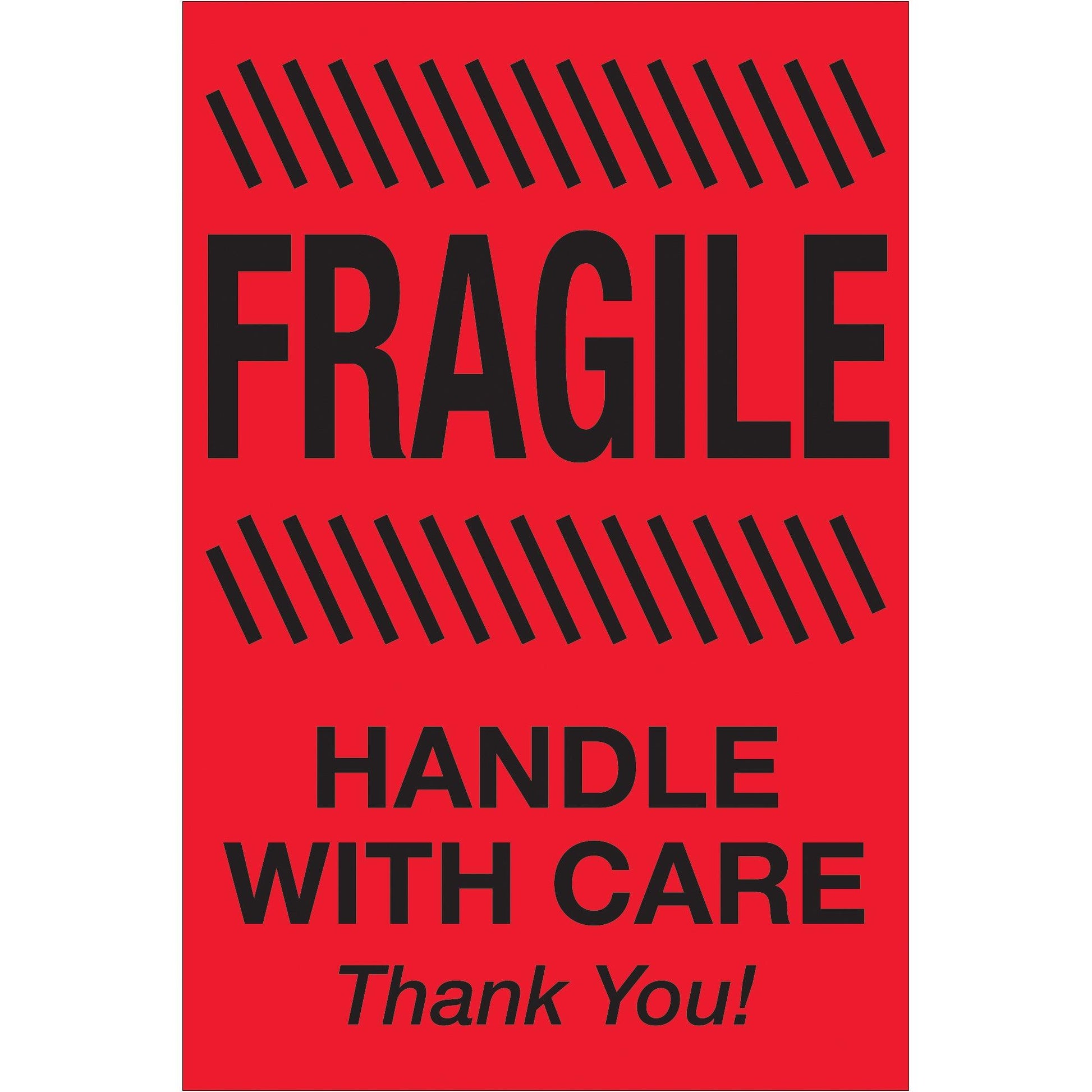 4 x 6" - "Fragile - Handle With Care" (Fluorescent Red) Labels - DL1186