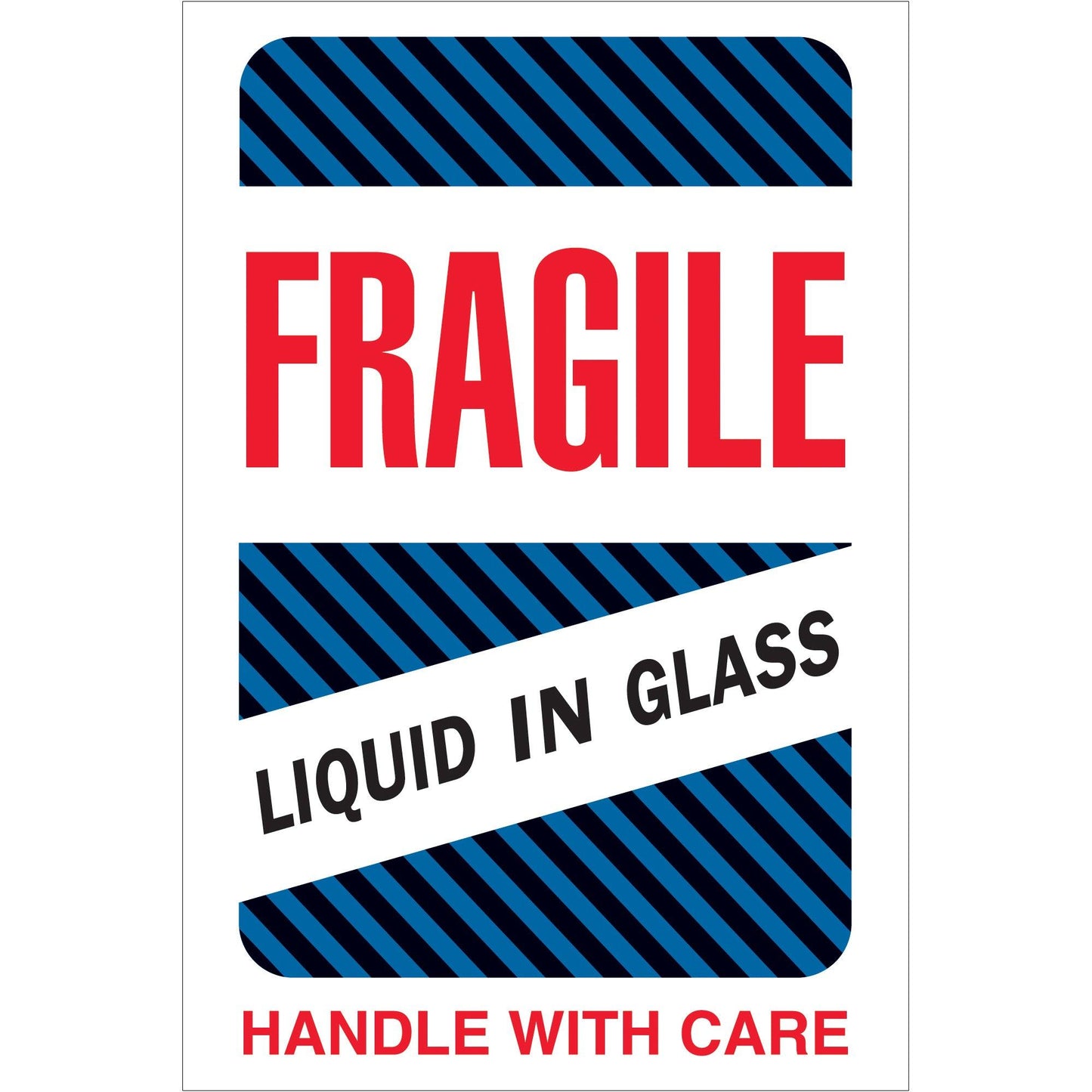 4 x 6" - "Fragile - Liquid in Glass" Labels - DL1590