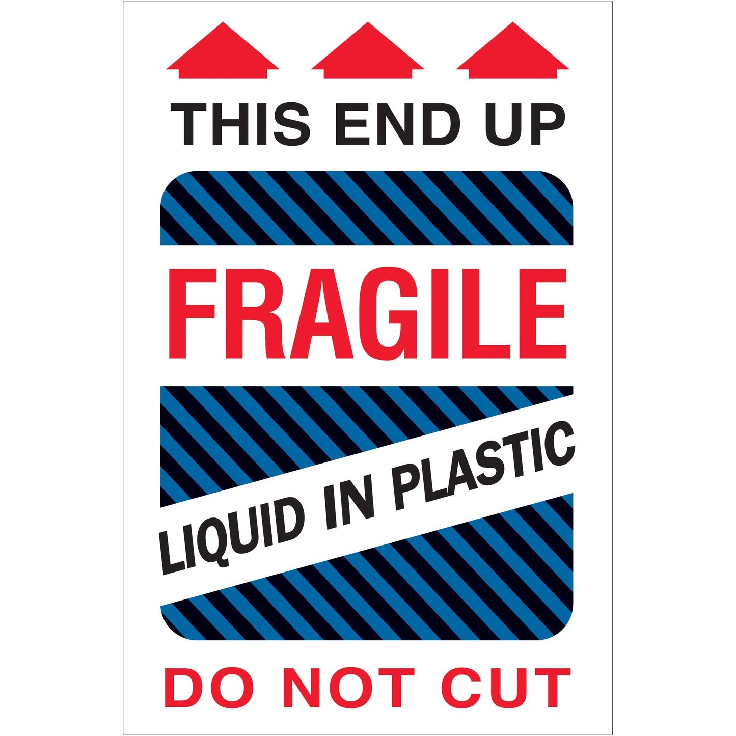 4 x 6" - "Fragile - Liquid in Plastic" Labels - DL1580