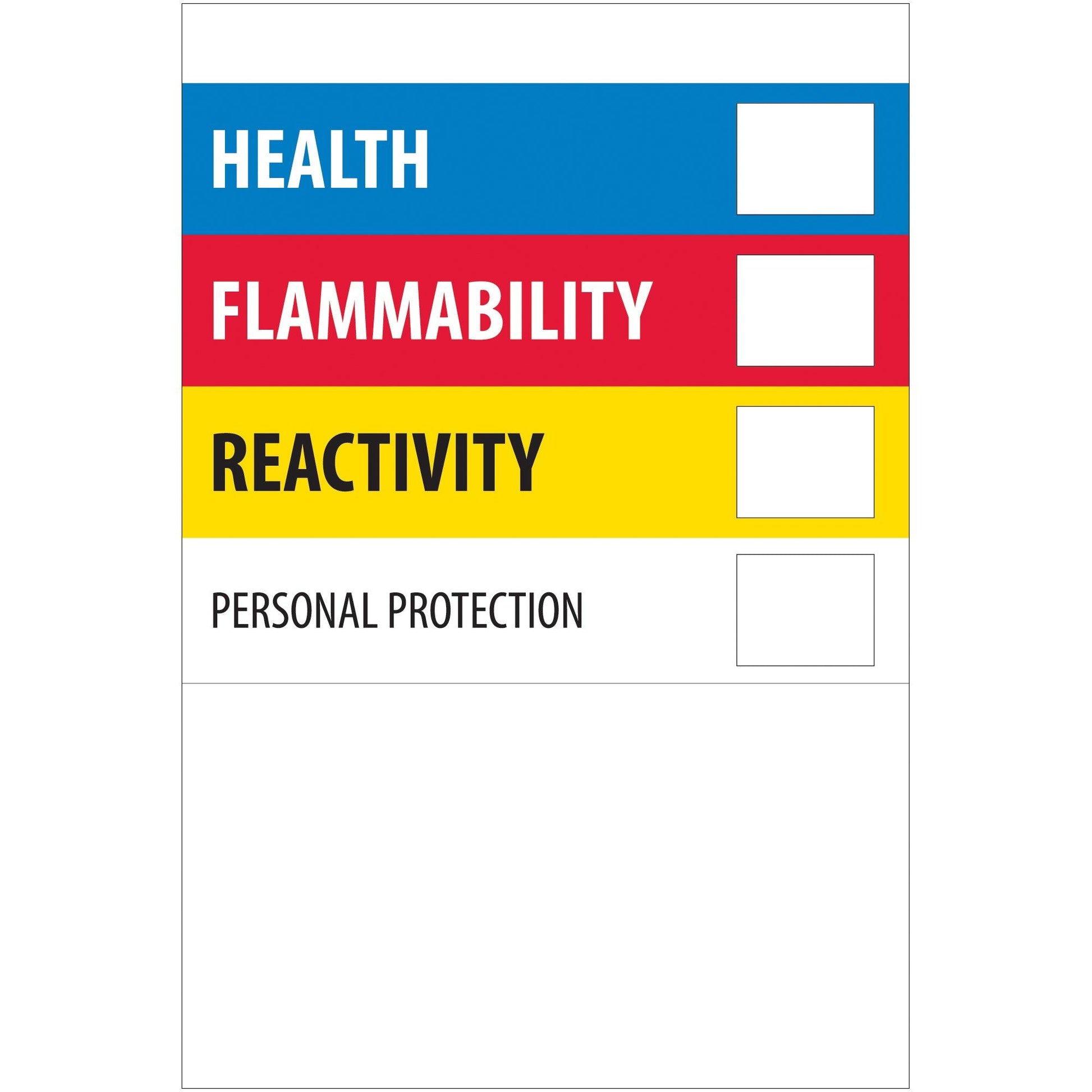 4 x 6" - "Health Flammability Reactivity" - DL1291