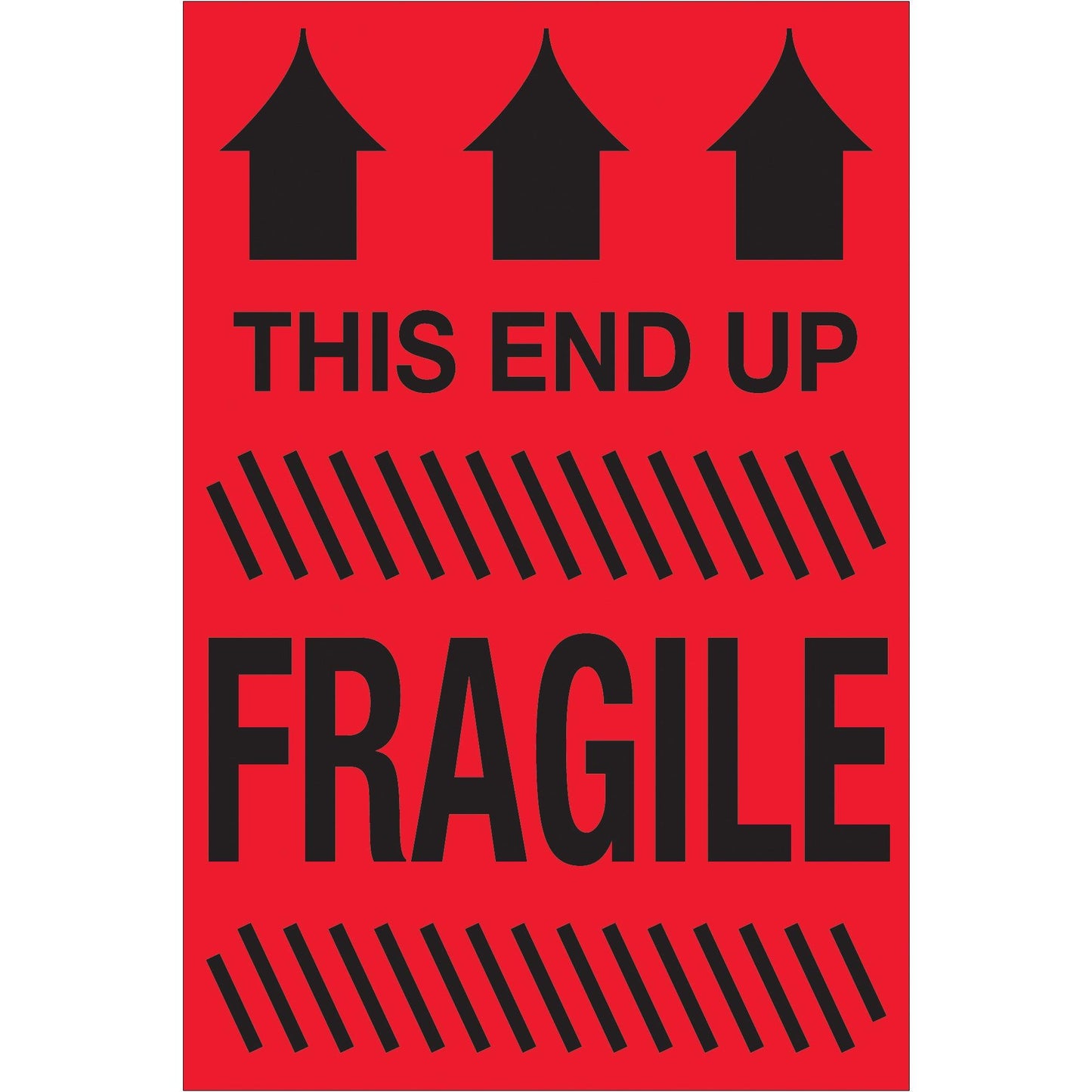 4 x 6" - "This End Up - Fragile" (Fluorescent Red) Labels - DL1185