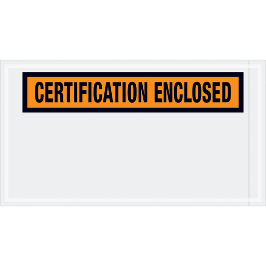 5 1/2 x 10" Orange "Certification Enclosed" Envelopes - PL439