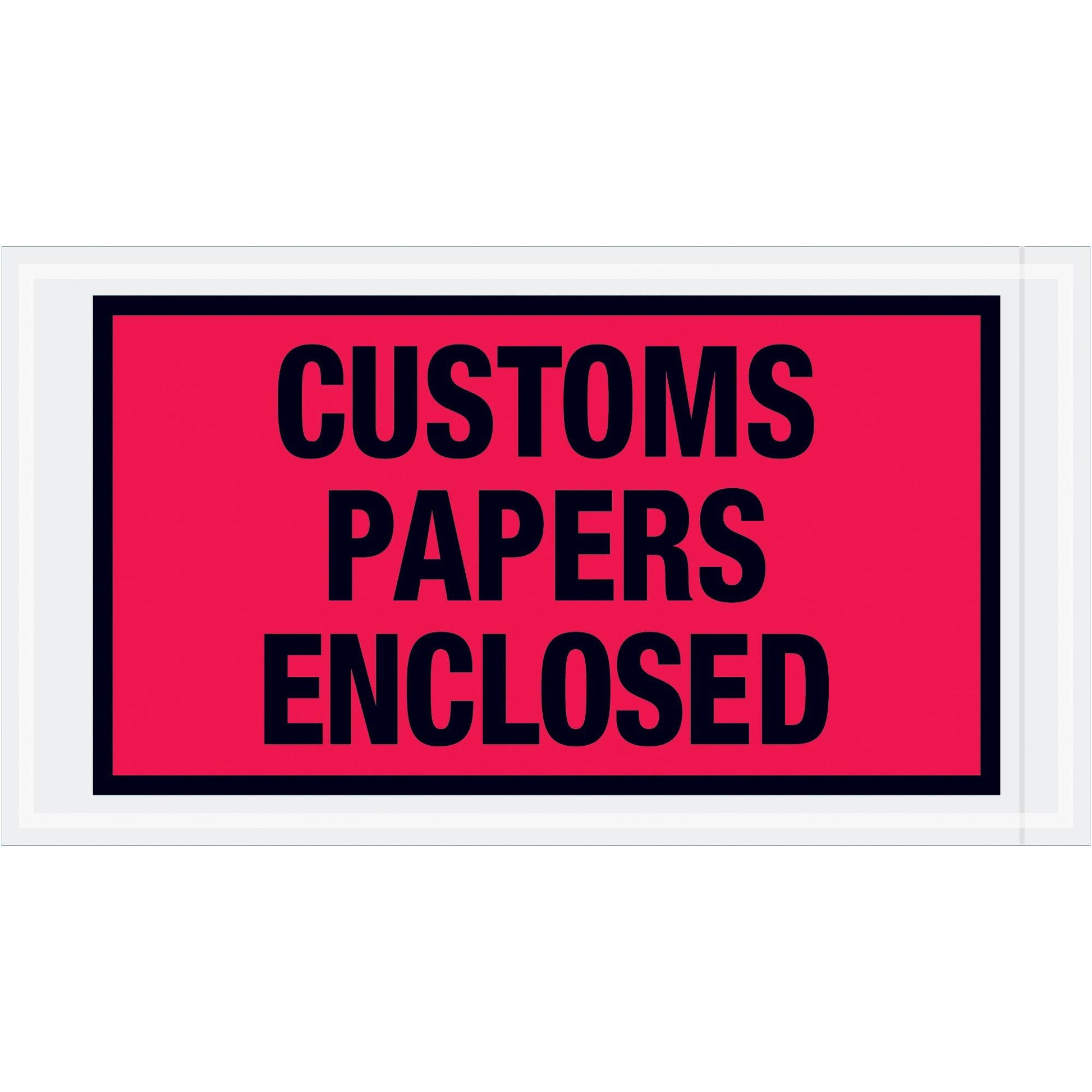 5 1/2 x 10" Red "Customs Papers Enclosed" Envelopes - PL447