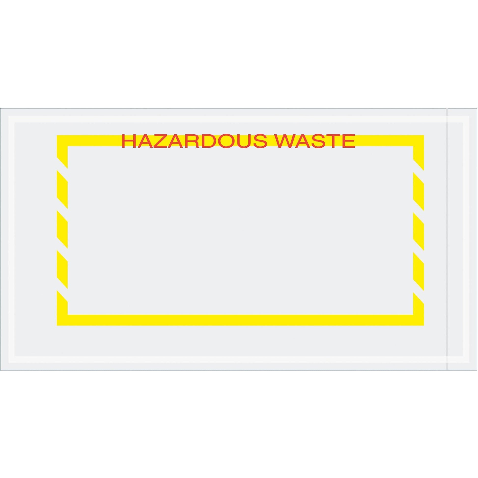 5 1/2 x 10" Yellow Border "Hazardous Waste" Document Envelopes - PL482