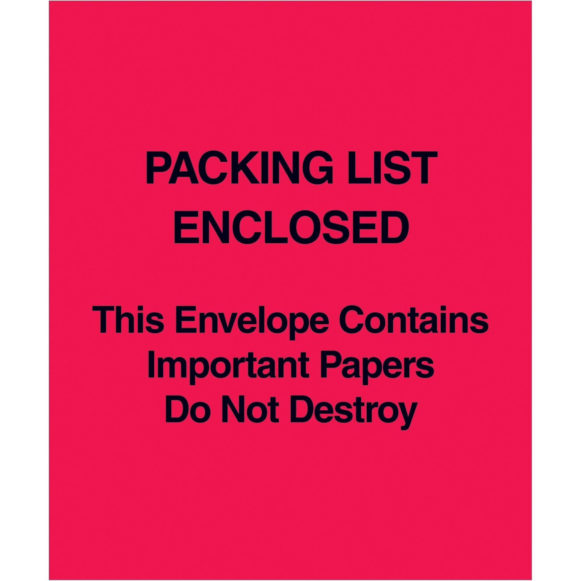 5 x 6" Red (Paper Face) "Packing List Enclosed This Envelope Contains…" - PL485