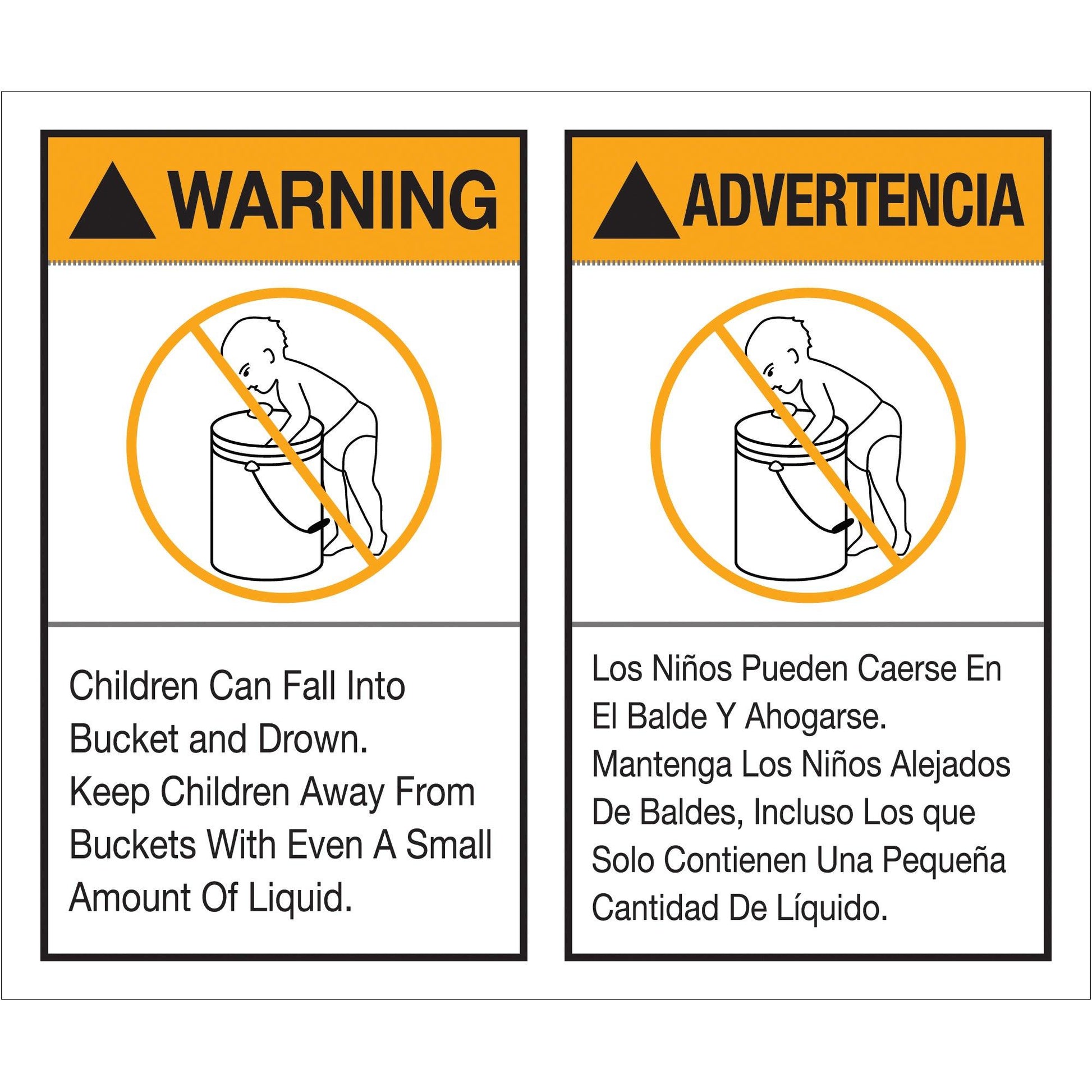 5 x 6" - "Warning Advertencia" Label Set - DL1284