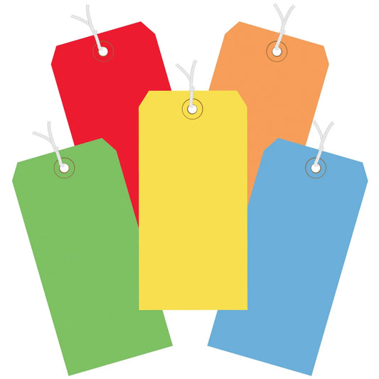 6 1/4 x 3 1/8" Assorted Color 13 Pt. Shipping Tags - Pre-Strung - G21002 Box Packaging Partner
