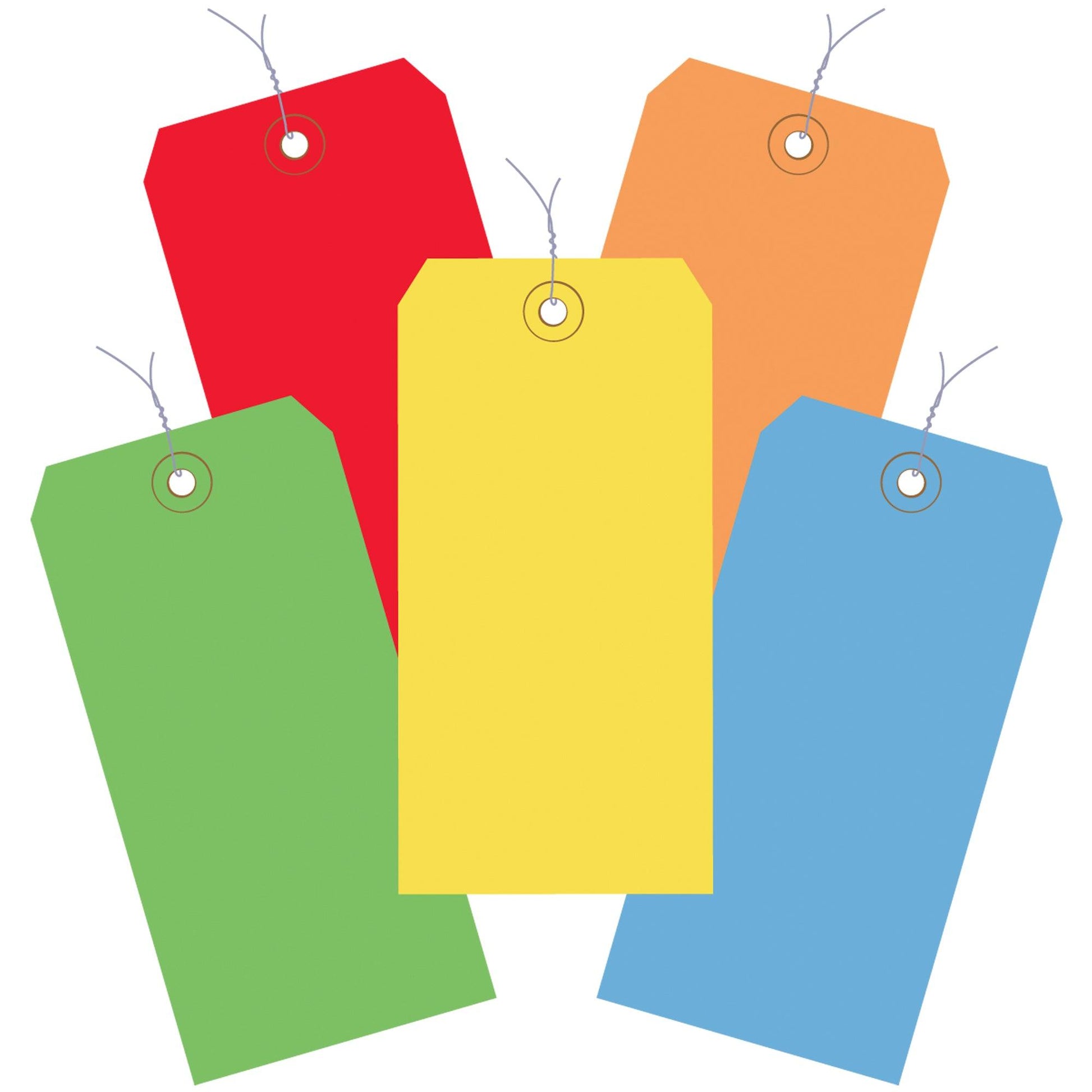 6 1/4 x 3 1/8" Assorted Color 13 Pt. Shipping Tags - Pre-Wired - G21003