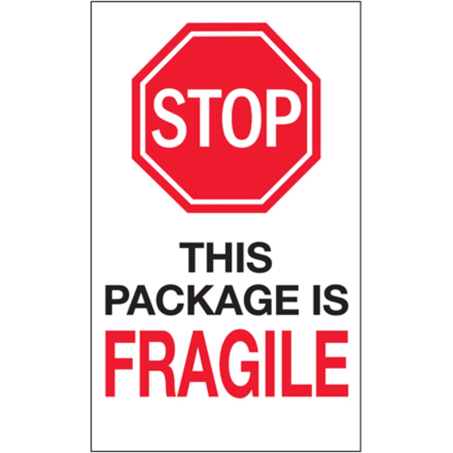 6 x 10" - "Stop - This Package is Fragile" Labels - DL7015