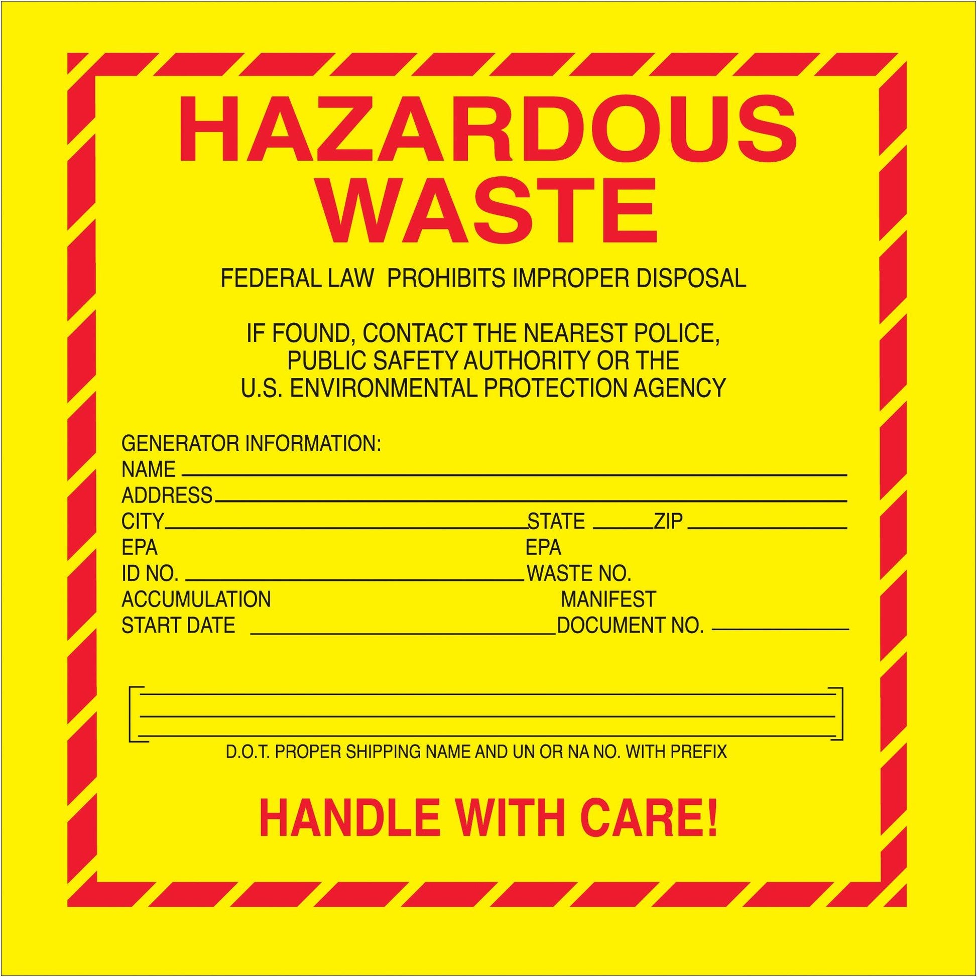 6 x 6" - "Hazardous Waste - Standard" Labels - DL7530