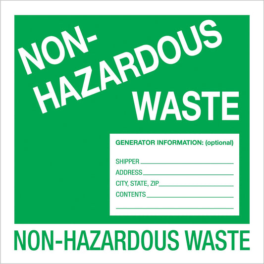 6 x 6" - "Non-Hazardous Waste" Labels - DL1302